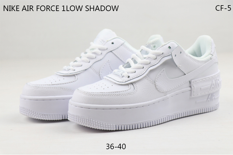 2020 Nike Air Force I Low Shadow All White Shoes For Women